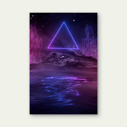 Futuristic Fantasy Night Landscape Metal Print Ready to Hang