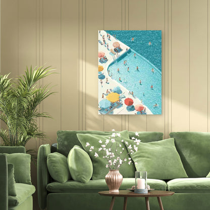 Adorable Tiny Swimmers in a Pool 60x90cm Metal Print Ready to Hang - Bella Home Decor