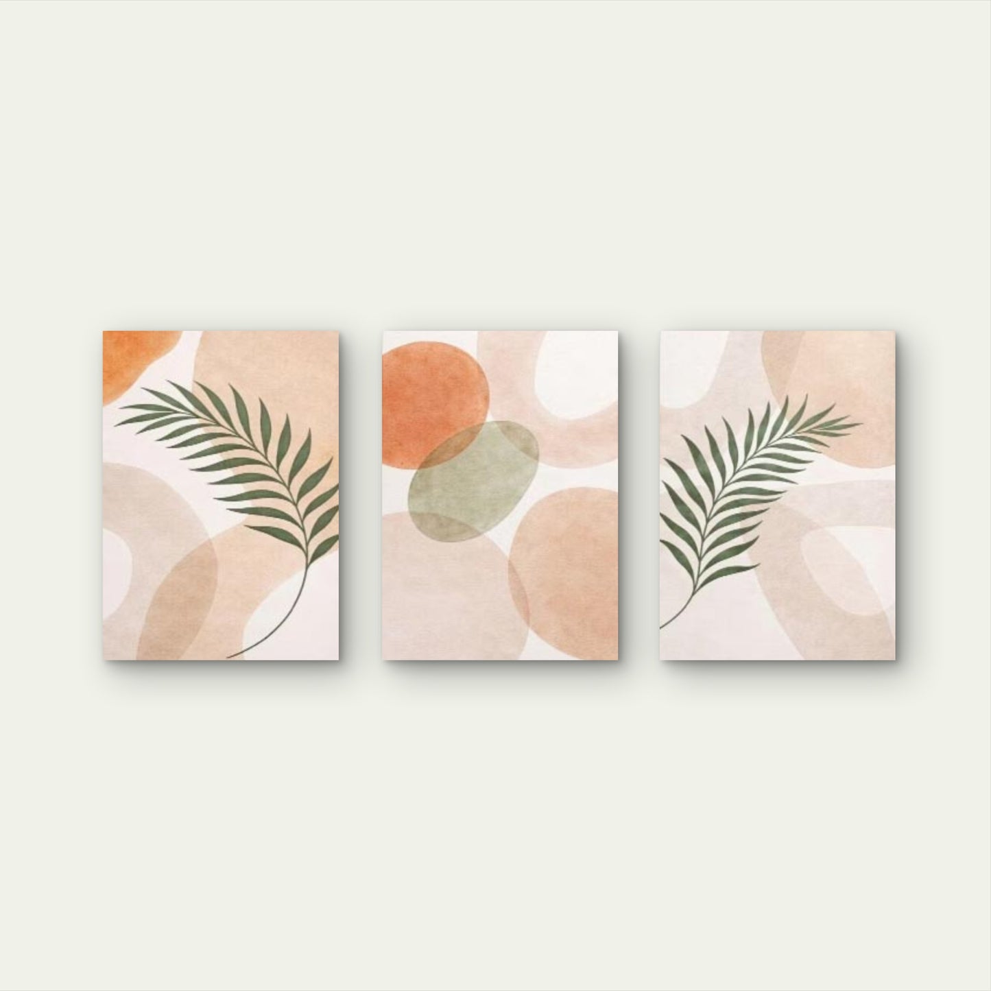3pcs Abstract Terracotta Boho Palm Leaves Wall Art Set Canvas Framed 50x70cm - High Quality Print 100% Australian Made Wall Canvas Ready to Hang - Bella Home Decor