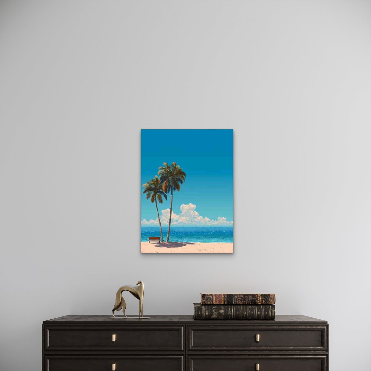 Turquoise Ocean & Palm Tree Coastal 60x90cm Metal Print Ready to Hang