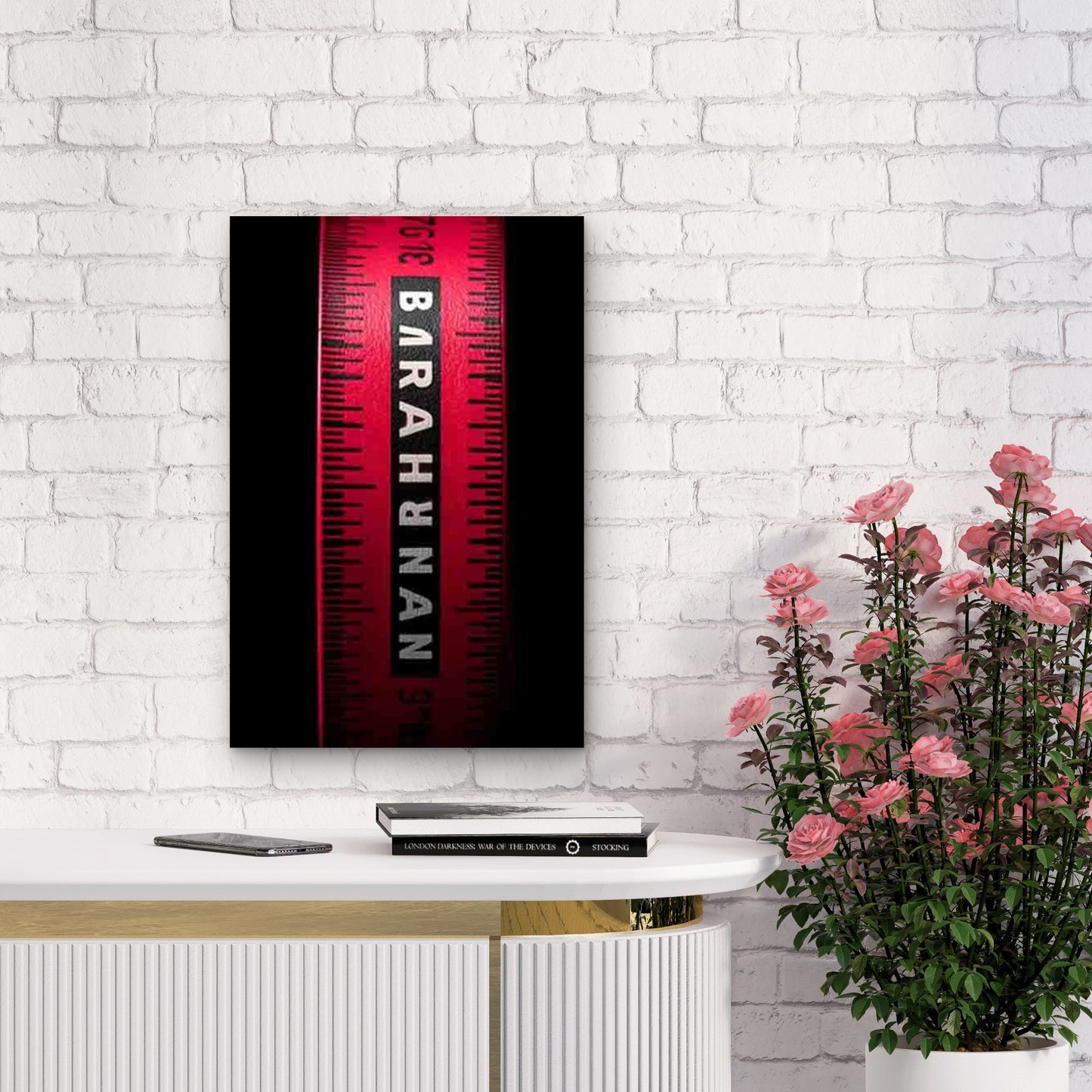 Featuring a Close-Up of a Red Measuring Tape 60x90cm Metal Print Ready to Hang - Bella Home Decor