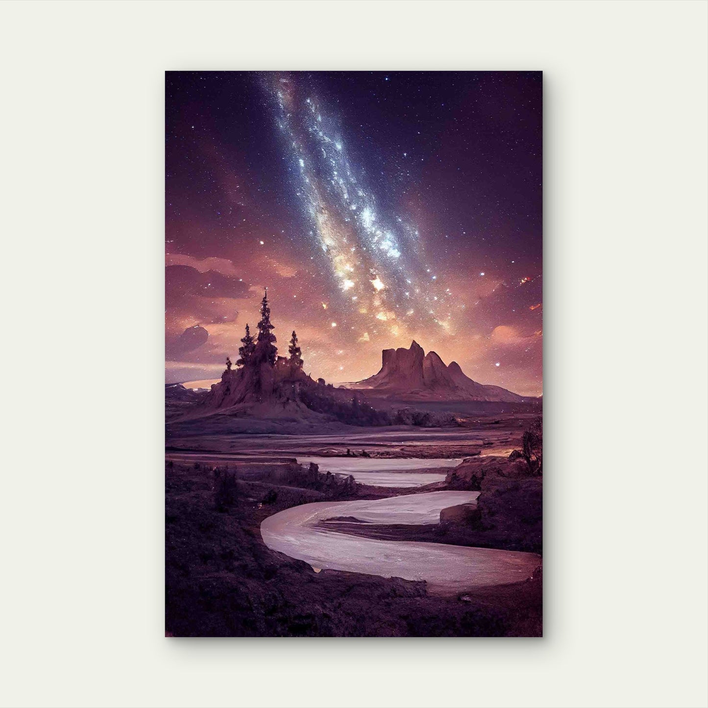 A Beautiful Night Sky with a Shooting Star Metal Print Ready to Hang