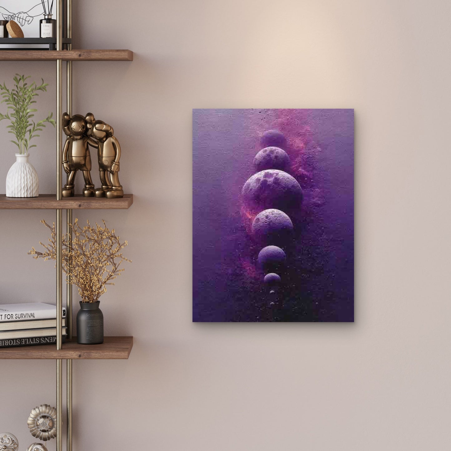 Purple & Pink Moon Phase 60x90cm Metal Print Ready to Hang