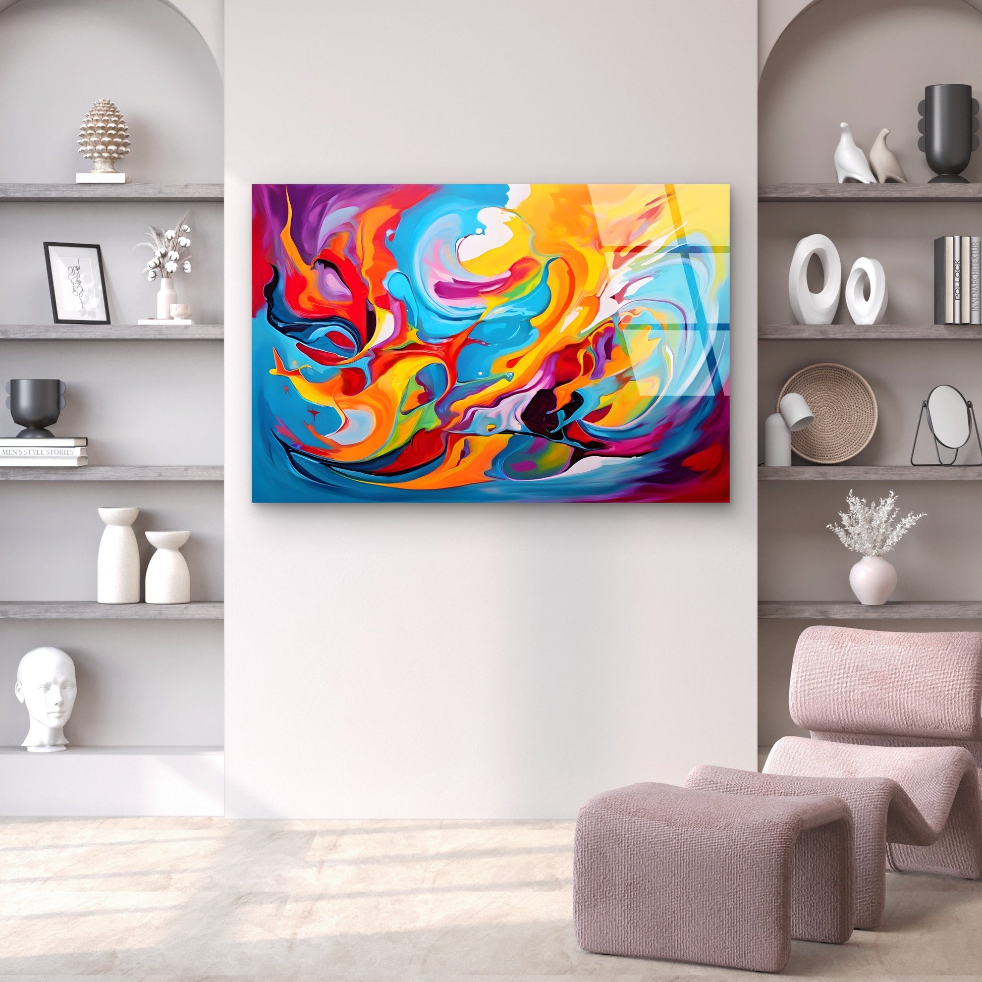 Abstract Colorful Swirl Vibrant Acrylic Glass Printing Wall Art Australian Made Quality