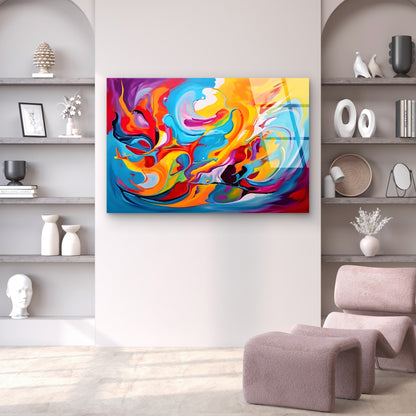 Abstract Colorful Swirl Vibrant Acrylic Glass Printing Wall Art Australian Made Quality