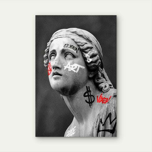 Greek Goddess Statue Graffiti Tattoos 60x90cm Metal Print Ready to Hang