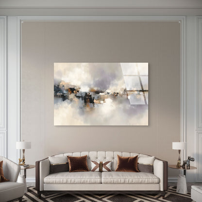 Neutral Beige Abstract Landscape Acrylic Glass Printing Wall Art Australian Made Quality