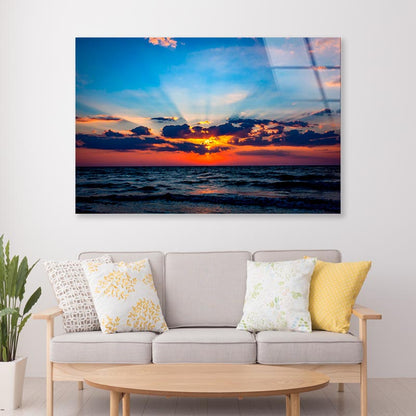 Nice Scene with Sunset Sky Over Sea Acrylic Glass Print Tempered Glass Wall Art 100% Made in Australia Ready to Hang