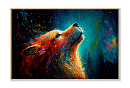 Multicolor Fox Painting Limited Edition High Quality Print Canvas Box Framed Natural