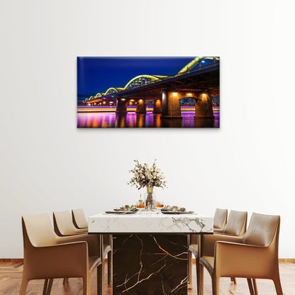 Hangang Bridge Night Seoul South Korea Wall Art Canvas Office Home Room Framed 120x60cm