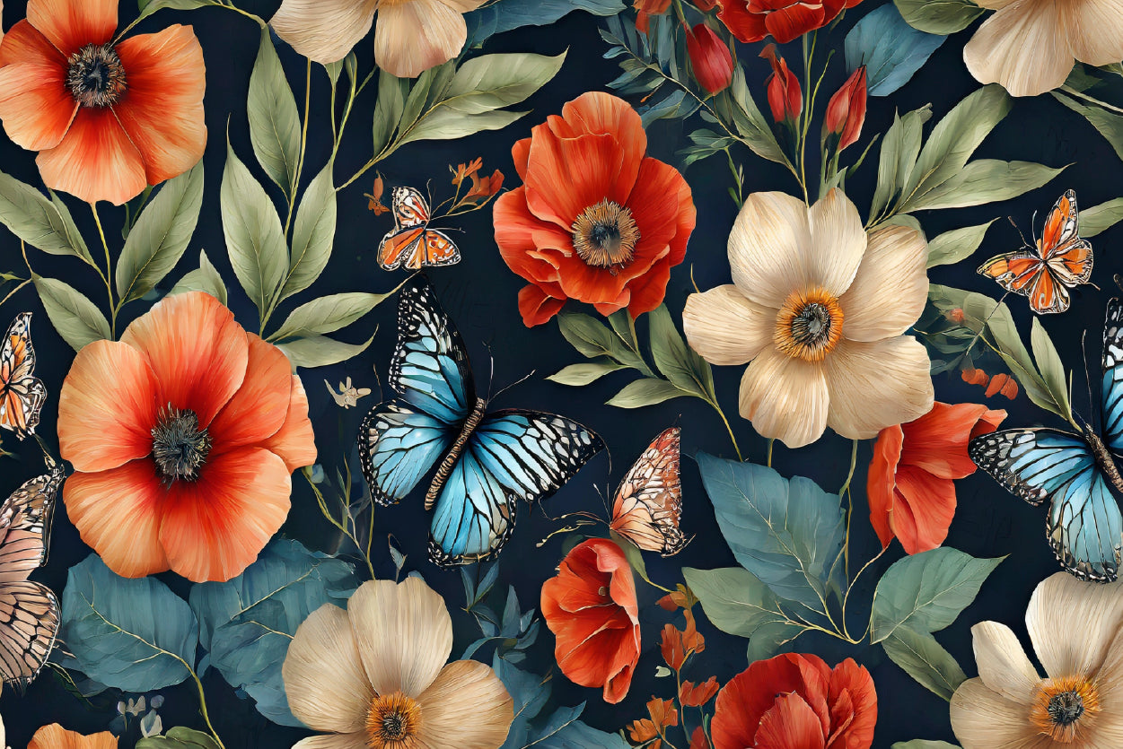 Flowers & Butterflies Featuring Home Decor Premium Quality Poster Print Choose Your Sizes - Bella Home Decor