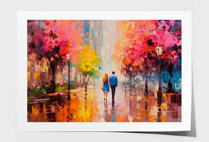 Loving Couple & Park Oil Painting Wall Art Limited Edition High Quality Print