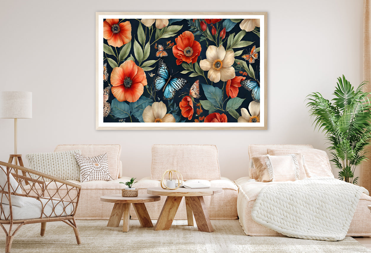 Flowers & Butterflies Featuring Home Decor Premium Quality Poster Print Choose Your Sizes - Bella Home Decor