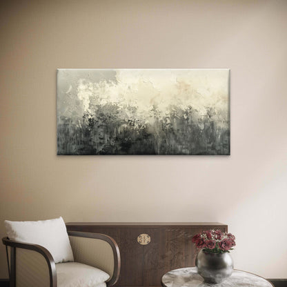Neutral Grey Cream Abstract Texture Wall Art Canvas Office Home Framed 120x60cm