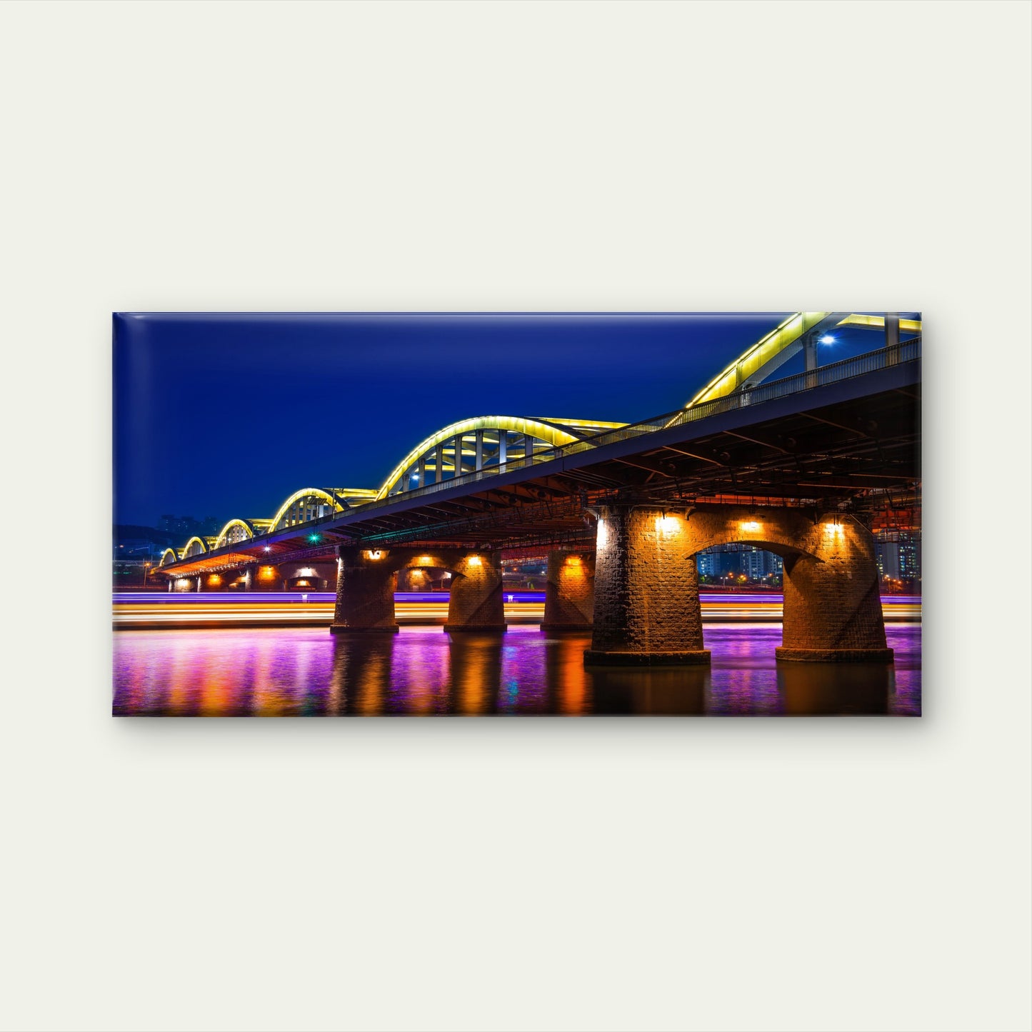 Hangang Bridge Night Seoul South Korea Wall Art Canvas Office Home Room Framed 120x60cm