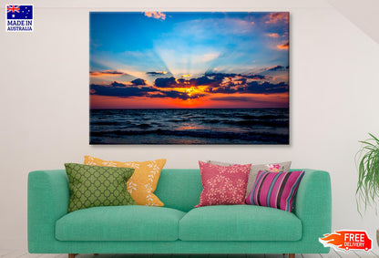 Nice Scene with Sunset Sky Over Sea  Wall Art Decor 100% Australian Made