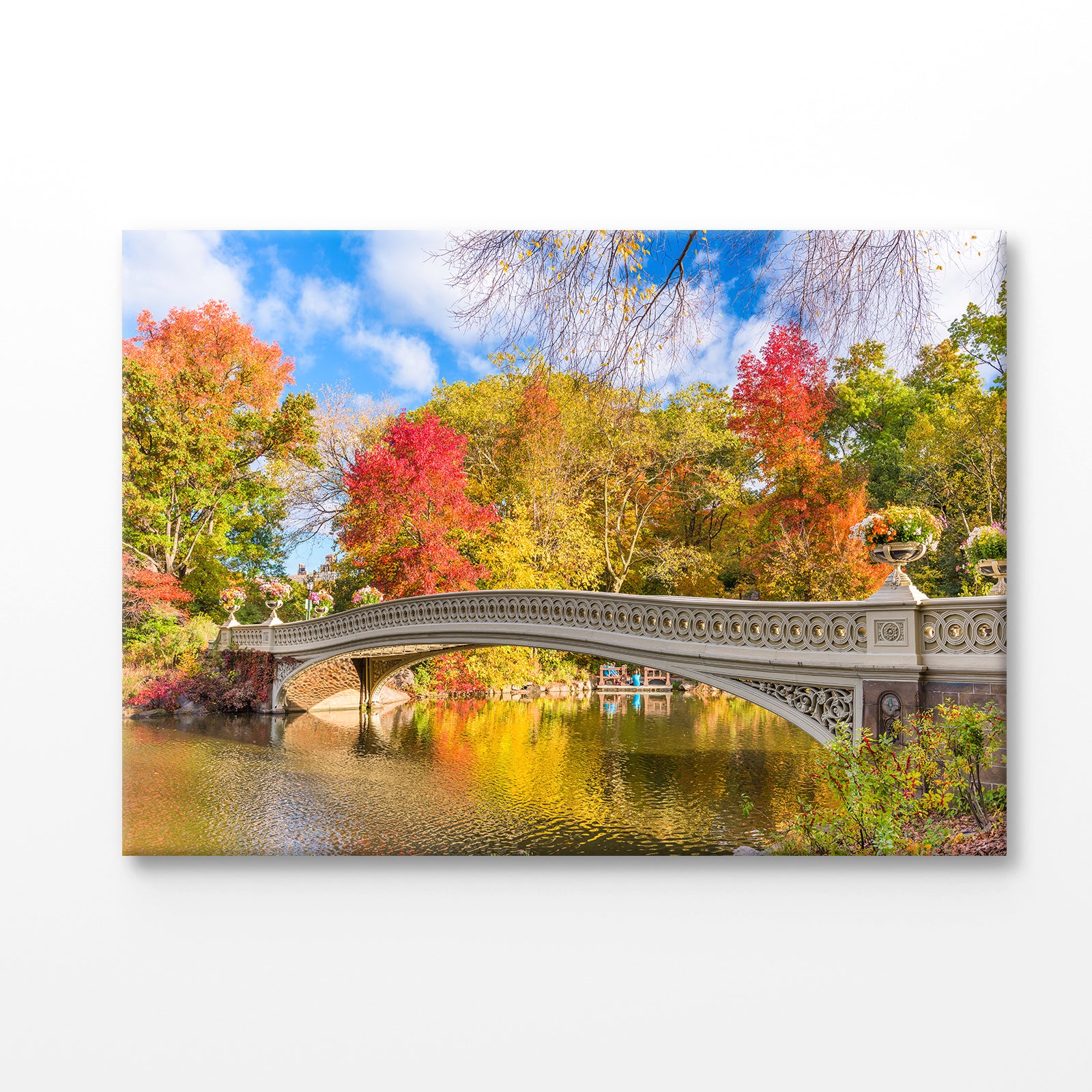 Bella Home River & Bridge Autumn Tree View Print Canvas Ready to hang