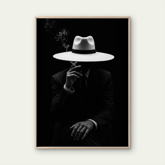 Stylish Mafia White Hat Smoker Fashion Home Decor Premium Quality Poster Print Choose Your Sizes - Bella Home Decor