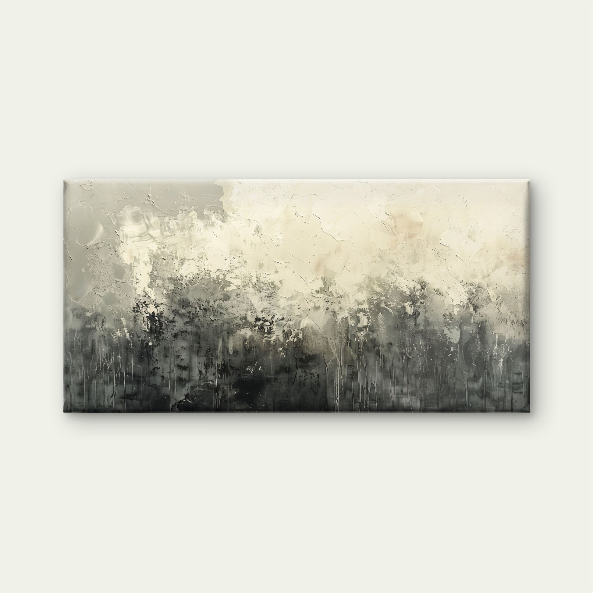 Neutral Grey Cream Abstract Texture Wall Art Canvas Office Home Framed 120x60cm