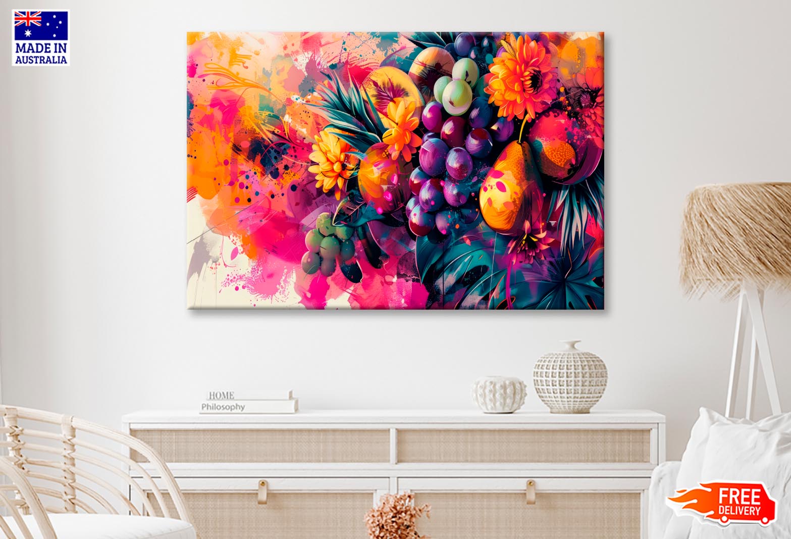 Colorful Fruits & Flower Abstract Wall Art Decor 100% Australian Made - Bella Home Decor
