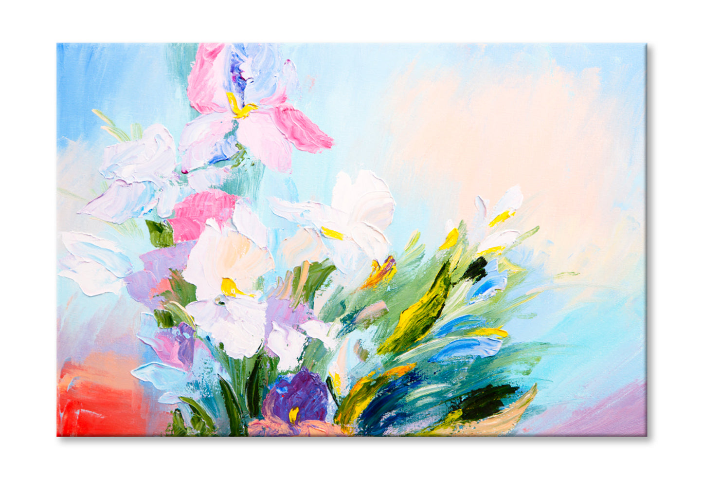 Abstract Bouquet Of Spring Flowers Oil Painting Limited Edition High Quality Print Stretched Canvas None