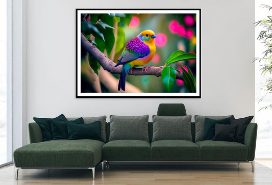 Colorful Bird on Branch Home Decor Premium Quality Poster Print Choose Your Sizes