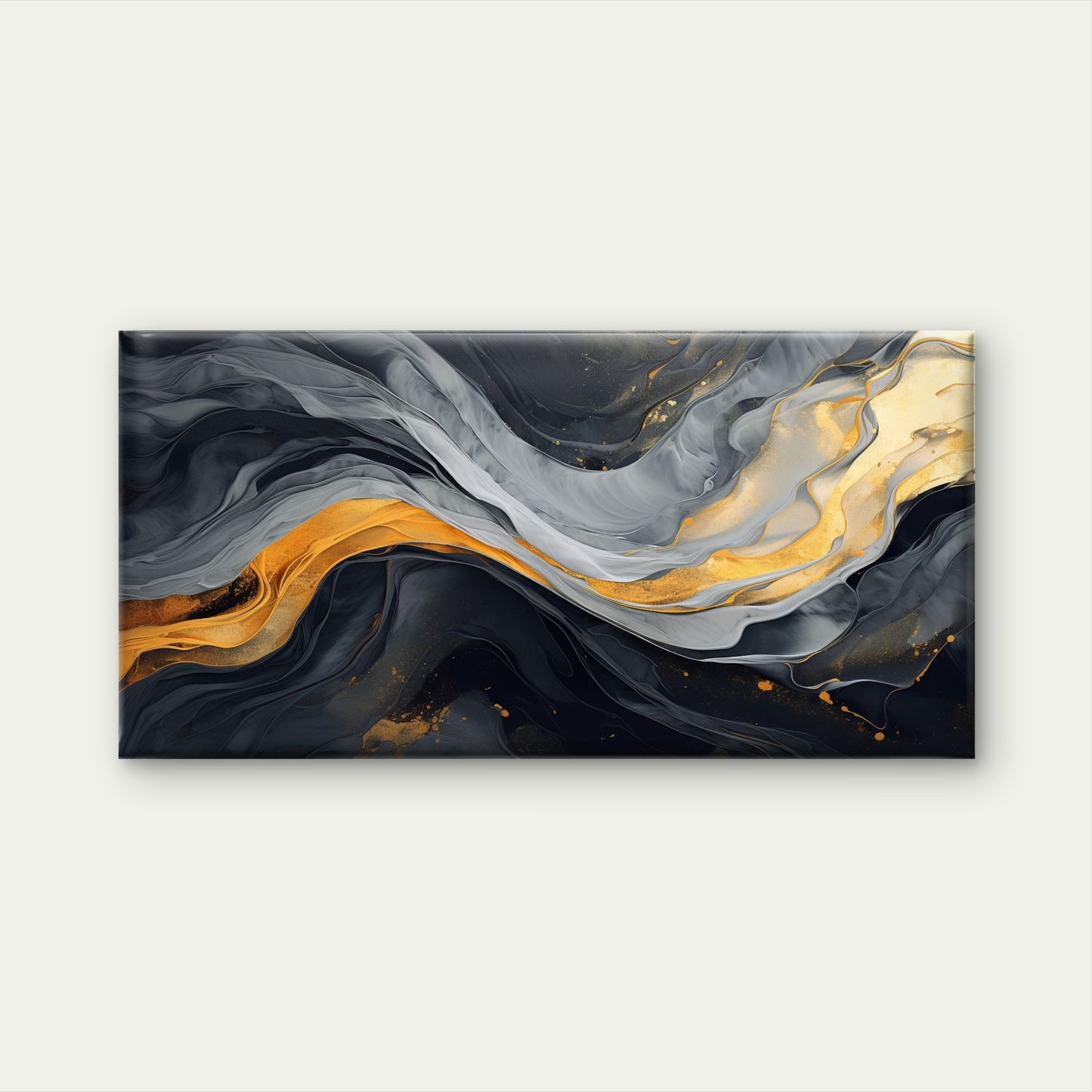 Modern Gold Marble Liquid Ink Wall Art Canvas Office Home Room Framed 120x60cm - Bella Home Decor