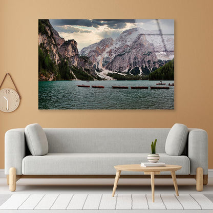 Boats Float & Mountain Acrylic Glass Print Tempered Glass Wall Art 100% Made in Australia Ready to Hang