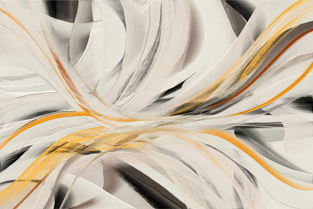 Swirling White Gold Abstract Pattern Wall Art Decor 100% Australian Made - Bella Home Decor