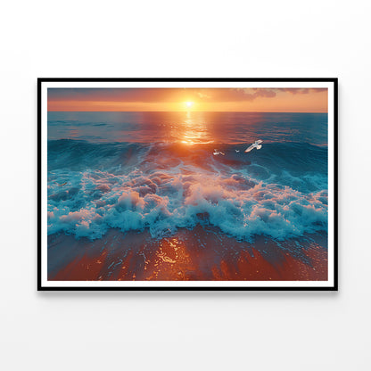 Bird Flying Over the Ocean with Sunset Home Decor Premium Quality Poster Print Choose Your Sizes - Bella Home Decor