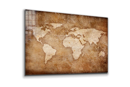 Vintage World Map UV Direct Aluminum Print Australian Made Quality