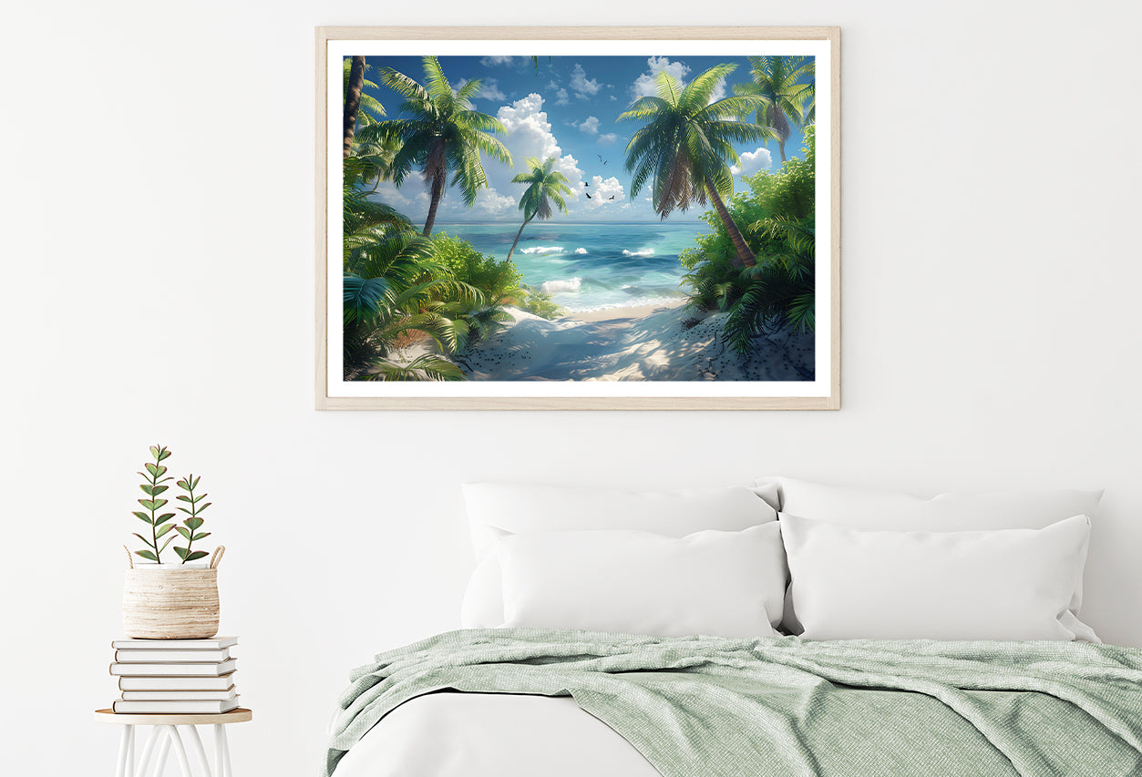 Palm Trees on the Beach View Home Decor Premium Quality Poster Print Choose Your Sizes - Bella Home Decor