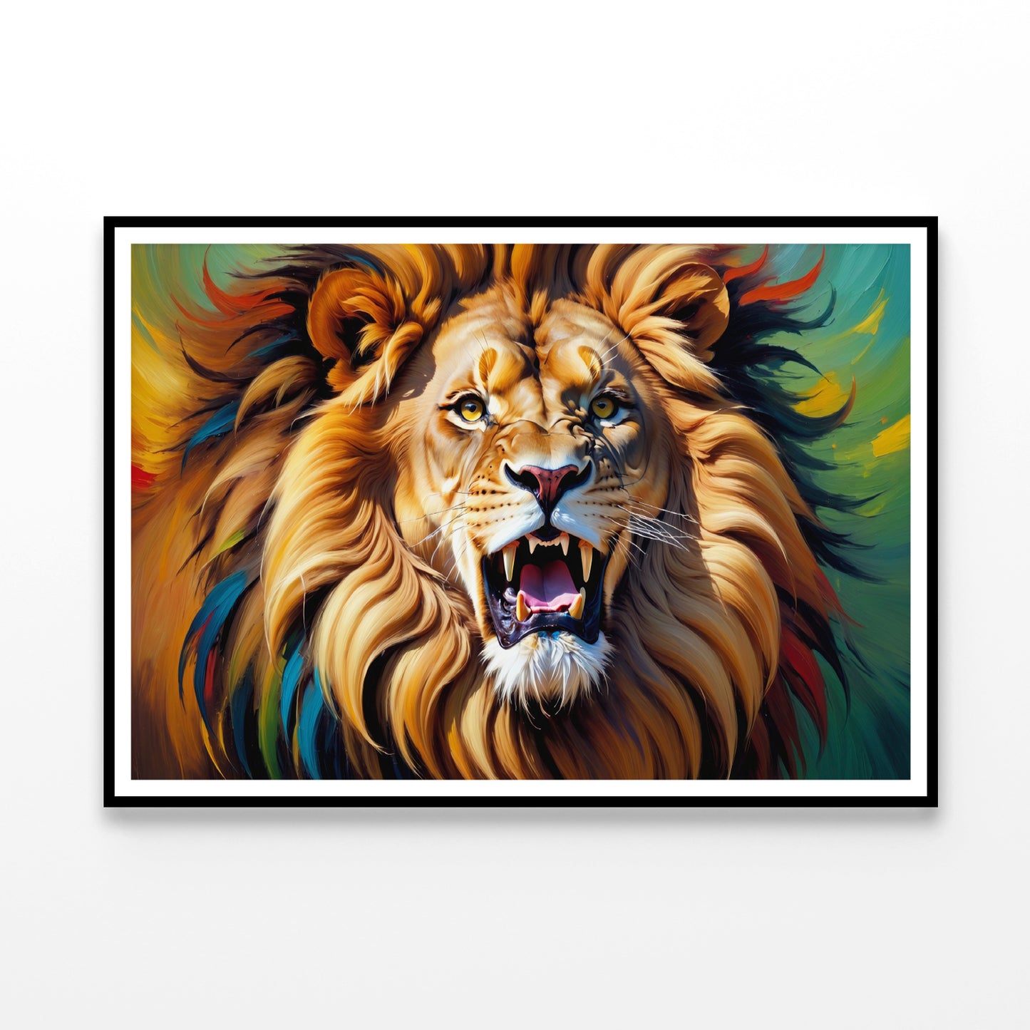 Majestic Lion among Bright Oil Paints Home Decor Premium Quality Poster Print Choose Your Sizes