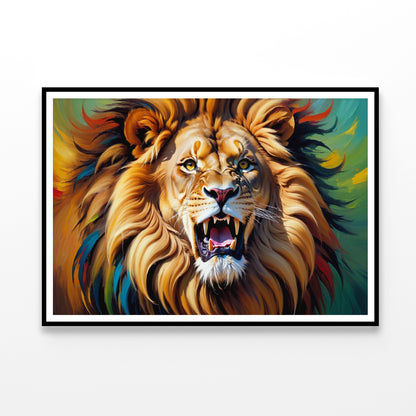 Majestic Lion among Bright Oil Paints Home Decor Premium Quality Poster Print Choose Your Sizes