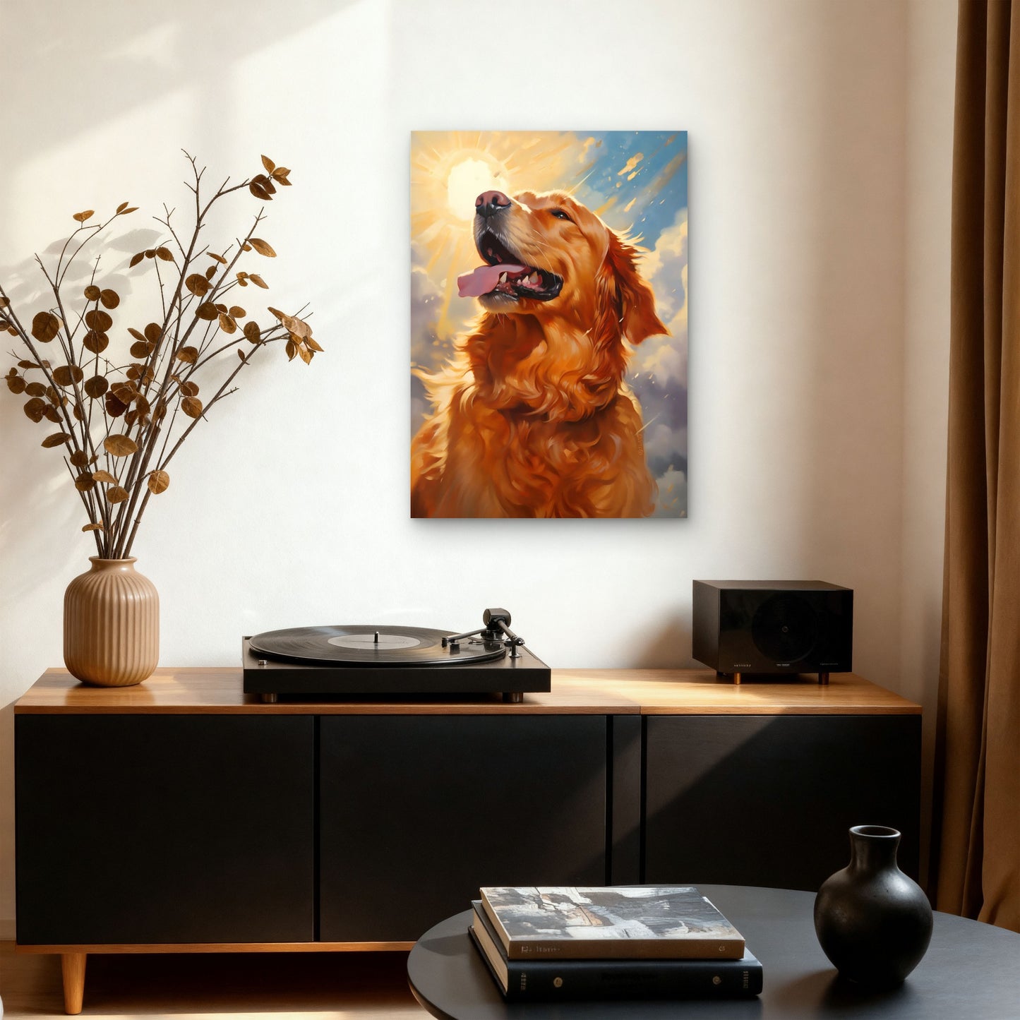 Golden Retriever Puppy Sunlight 40x60cm Metal Print Ready to Hang - Bella Home Decor