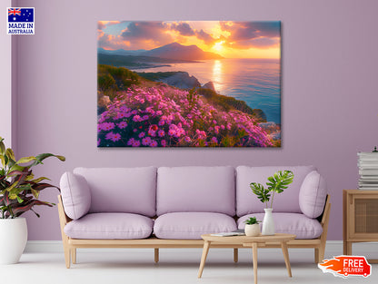 Beach, Flowers, Sky in Italy Print 100% Australian Made - Bella Home Decor