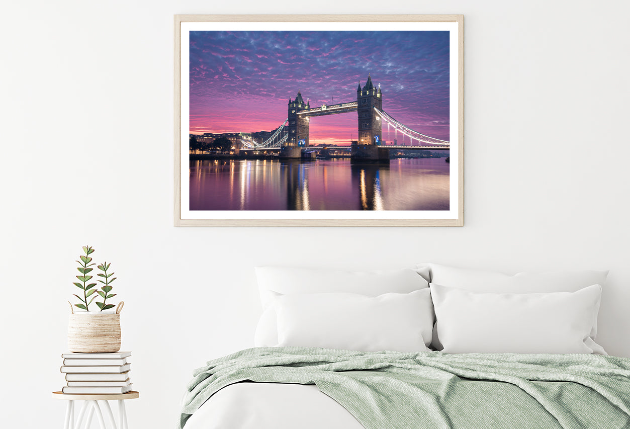 Beautiful Pink Sky with Bridge Home Decor Premium Quality Poster Print Choose Your Sizes