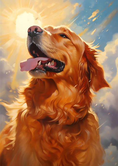 Golden Retriever Puppy Sunlight 60x90cm Metal Print Ready to Hang - Bella Home Decor