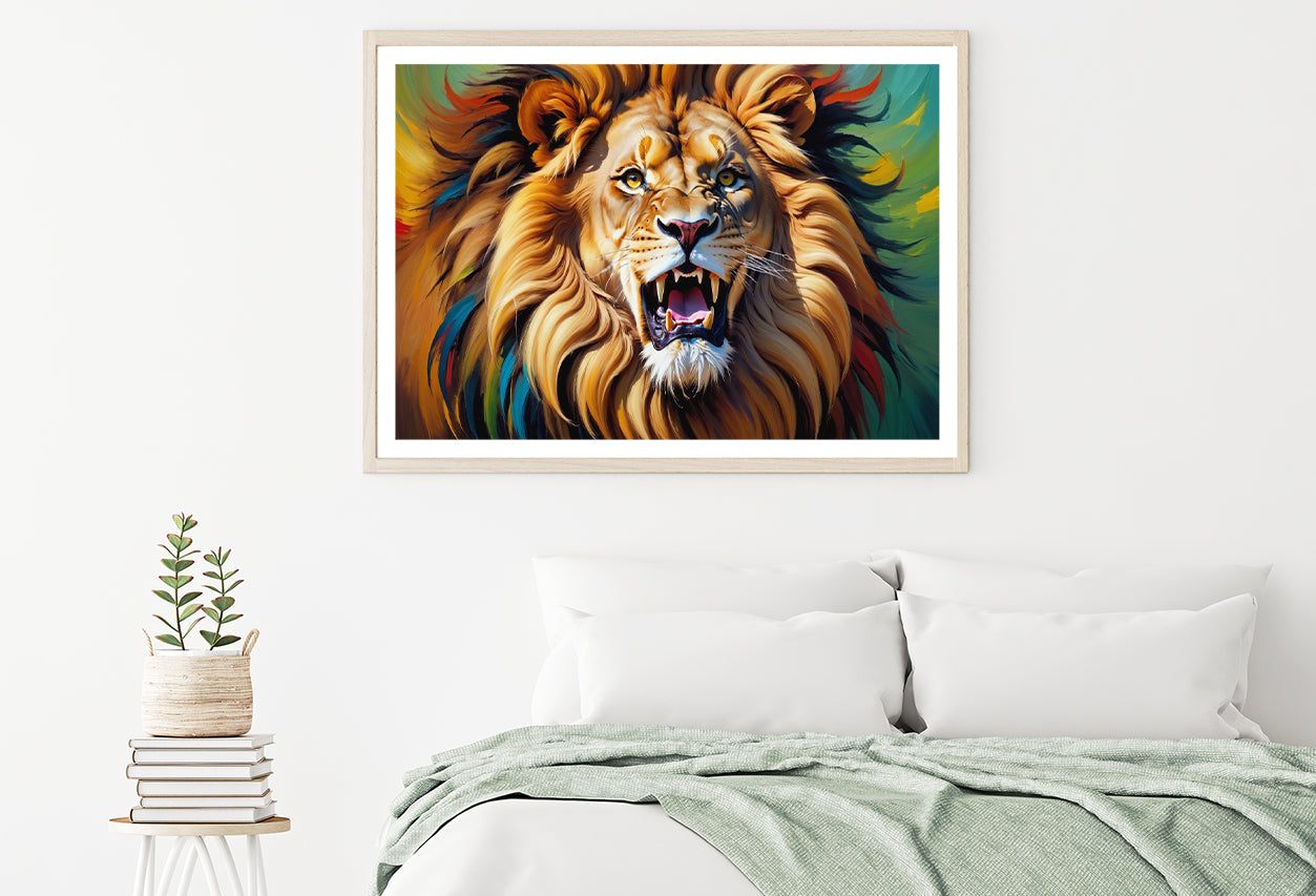 Majestic Lion among Bright Oil Paints Home Decor Premium Quality Poster Print Choose Your Sizes