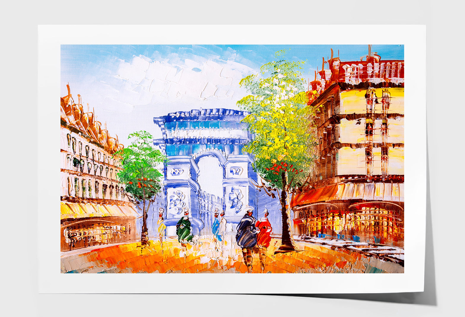 People Walking in Arc de Trompe Paris Oil Painting Wall Art Limited Edition High Quality Print Unframed Roll Canvas None