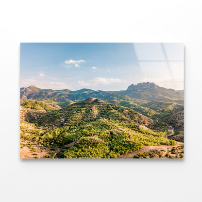 Hills and Trees under a Cloudy Sky in Cyprus Acrylic Glass Print Tempered Glass Wall Art 100% Made in Australia Ready to Hang