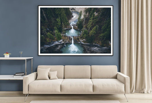 Drone View Of Forest Waterfalls Home Decor Premium Quality Poster Print Choose Your Sizes