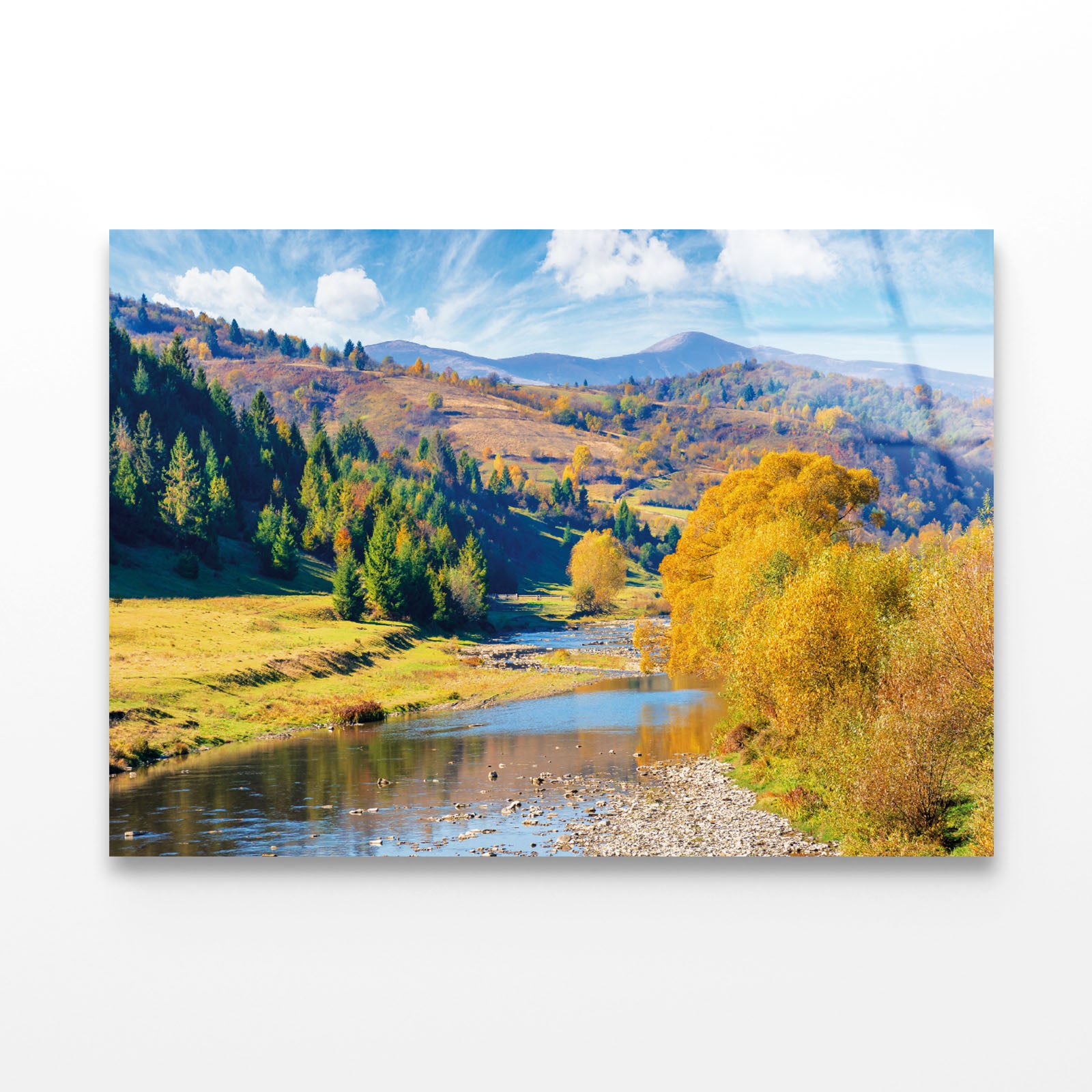 Beautiful Countryside Mountain River Acrylic Glass Print Tempered Glass Wall Art 100% Made in Australia Ready to Hang