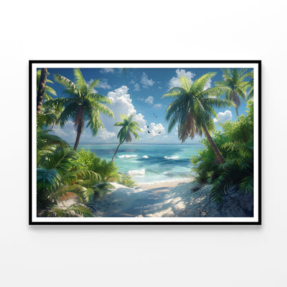 Palm Trees on the Beach View Home Decor Premium Quality Poster Print Choose Your Sizes - Bella Home Decor