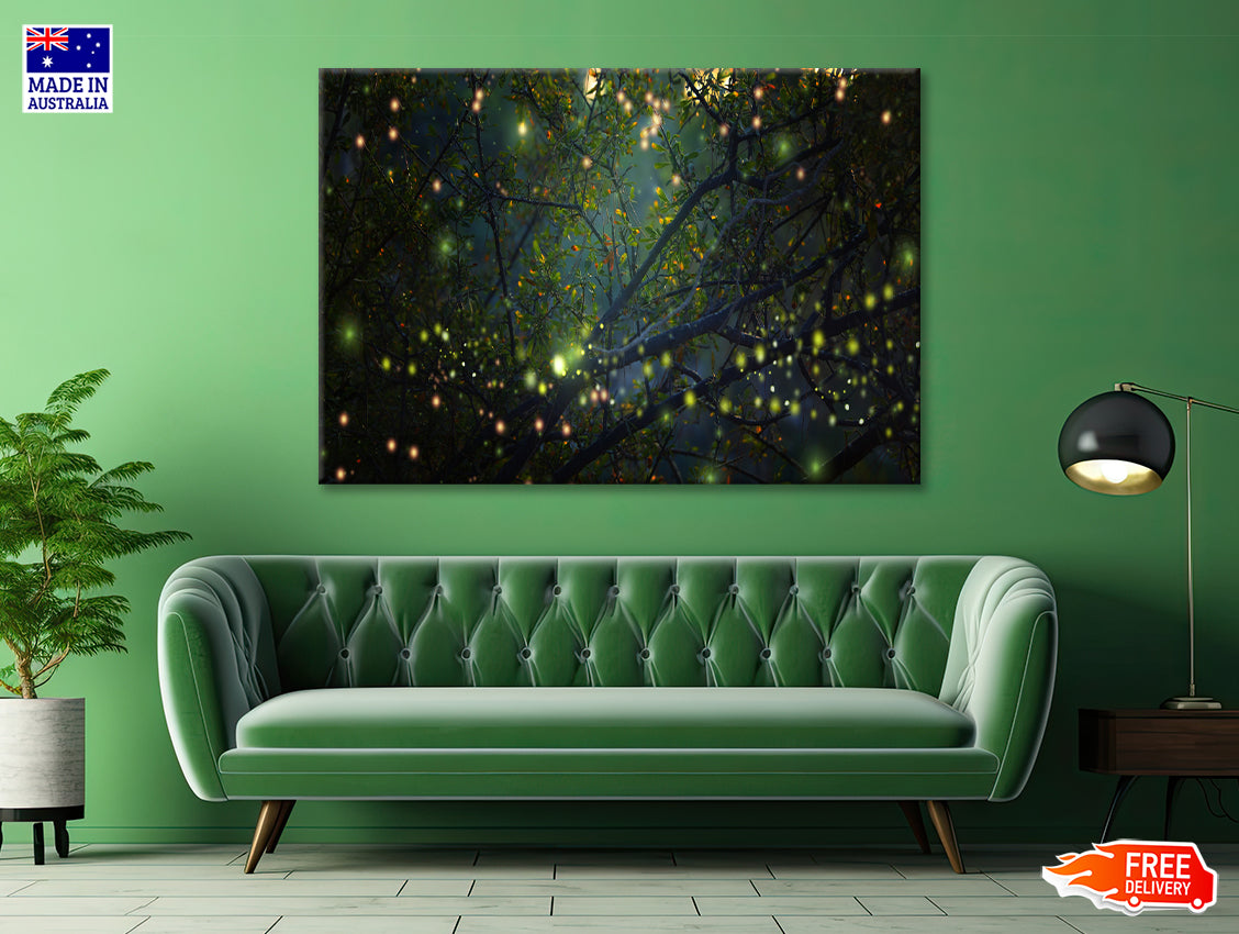 Group of Fireflies on Tree Branch Print 100% Australian Made - Bella Home Decor