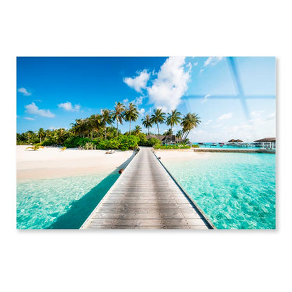 Tropical Island with Beautiful Beach Acrylic Glass Print Tempered Glass Wall Art 100% Made in Australia Ready to Hang