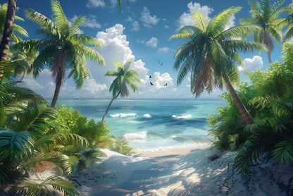 Palm Trees on the Beach View Home Decor Premium Quality Poster Print Choose Your Sizes - Bella Home Decor