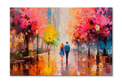 Loving Couple & Park Oil Painting Wall Art Limited Edition High Quality Print