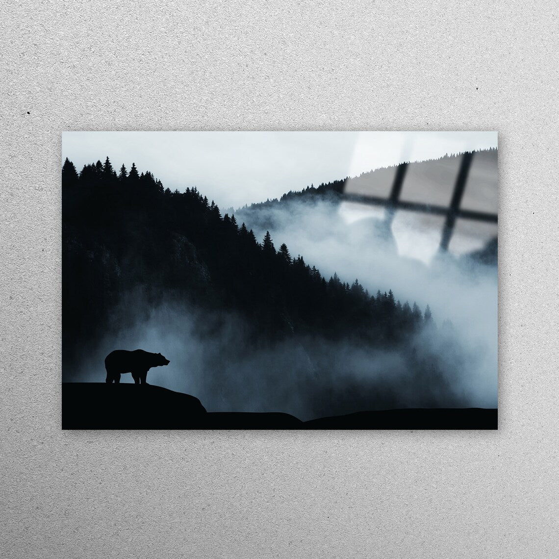 Mountain Bear Silhouette Acrylic Glass Print Tempered Glass Wall Art 100% Made in Australia Ready to Hang