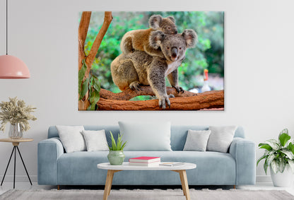Mother koala with baby on tree Wall Art Decor 100% Australian Made - Bella Home Decor